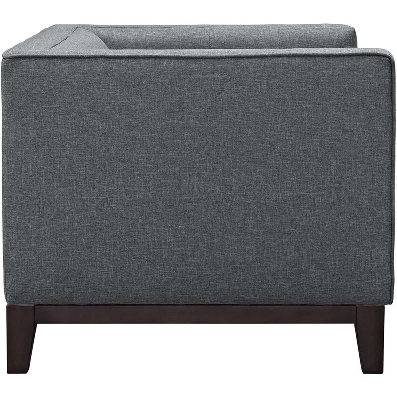 Maklaine Polyester Fabric and Rubberwood Armchairs in Gray (Set of 2)