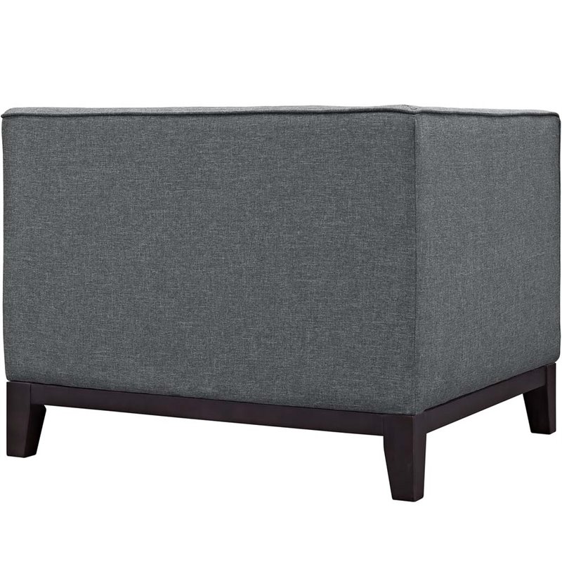 Maklaine Polyester Fabric and Rubberwood Armchairs in Gray (Set of 2)