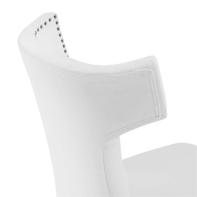 Maklaine Solid Wood and Polyester Fabric Dining Chair in White