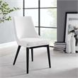 Maklaine Polyester Fabric and Solid Wood Dining Chair in White