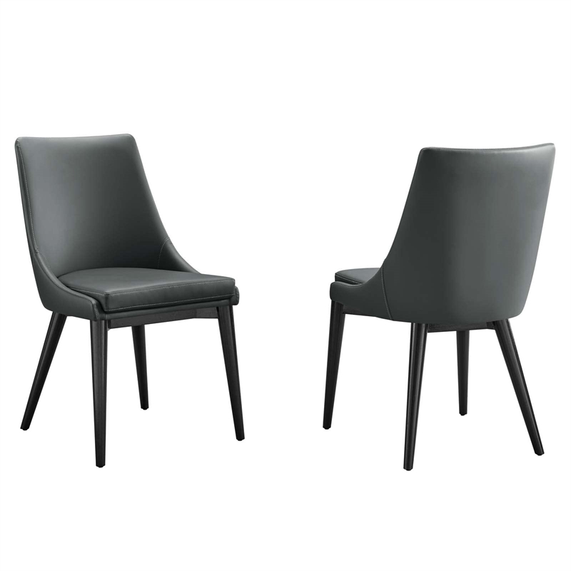 Maklaine Vinyl and Steel Dining Side Chairs in Gray (Set of 2)