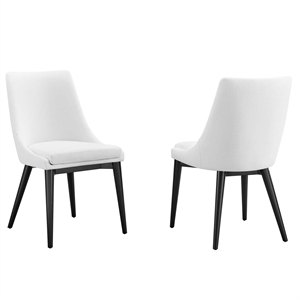 Maklaine Polyester Fabric Dining Side Chairs in White (Set of 2)