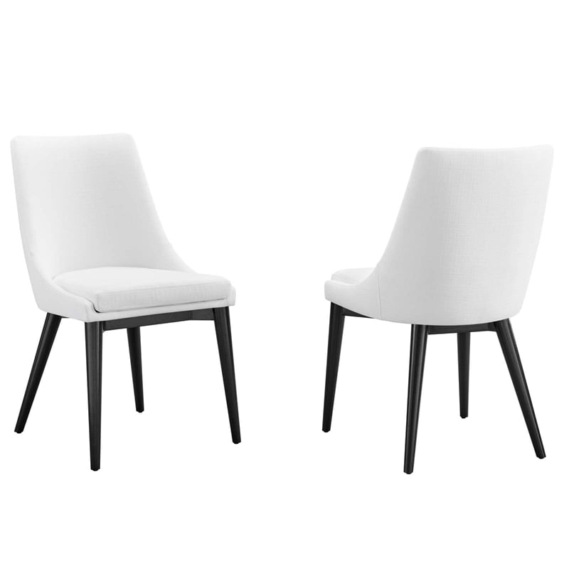 Maklaine Polyester Fabric Dining Side Chairs in White (Set of 2)