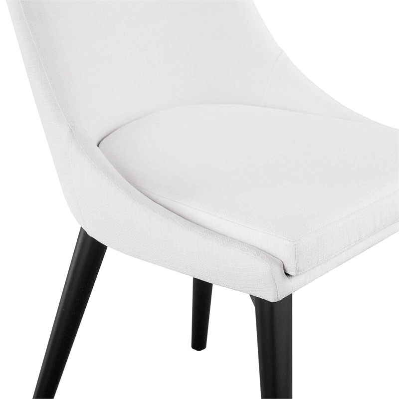Maklaine Polyester Fabric Dining Side Chairs in White (Set of 2)