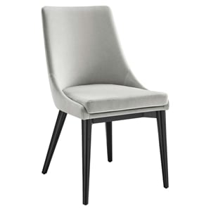 Maklaine 19&quot Modern Performance Velvet Dining Chair in Black/Light Gray