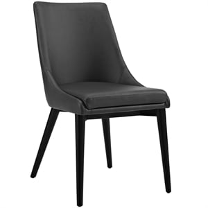 Maklaine 19&quot Solid Rubberwood and Vegan Leather Dining Chair in Black
