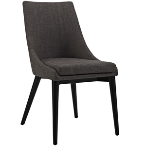 Maklaine 19&quot Solid Rubberwood and Fabric Dining Chair in Brown