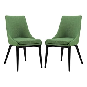 Maklaine 19&quot Fabric Dining Side Chair in BlackKelly Green (Set of 2)