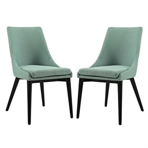 Maklaine 19&quot Fabric Dining Side Chair in Black & Laguna Green (Set of 2)
