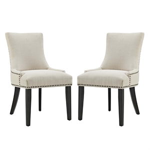 Maklaine 20.5&quot Fabric Dining Side Chair in BlackBeige (Set of 2)