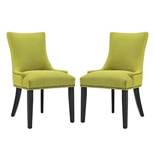 Maklaine 20.5&quot Fabric Dining Side Chair in Wheatgrass Green (Set of 2)