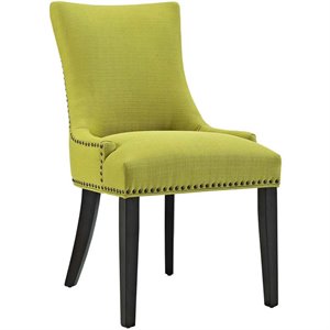 Maklaine 20.5&quot Solid Rubberwood and Fabric Dining Chair - Wheatgrass Green