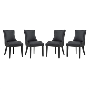 Maklaine 20.5&quot Solid Rubberwood and Vinyl Dining Chair in Black (Set of 4)