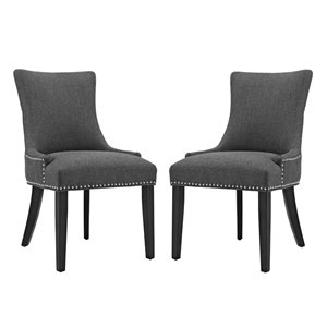 Maklaine Contemporary 20.5&quot Fabric Dining Side Chair in Gray (Set of 2)