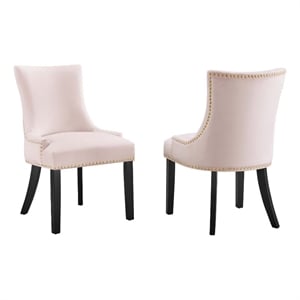 Maklaine 20.5&quot Velvet Dining Side Chairs in Pink/Black (Set of 2)