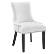Maklaine Solid Wood and Polyester Fabric Dining Chair in White