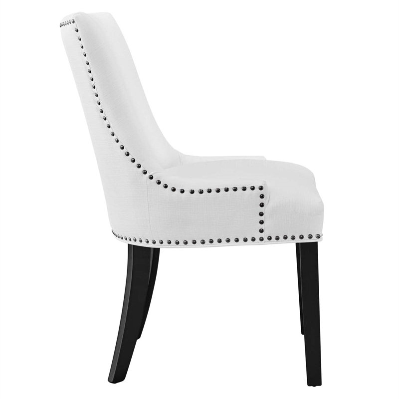 Maklaine Solid Wood and Polyester Fabric Dining Chair in White