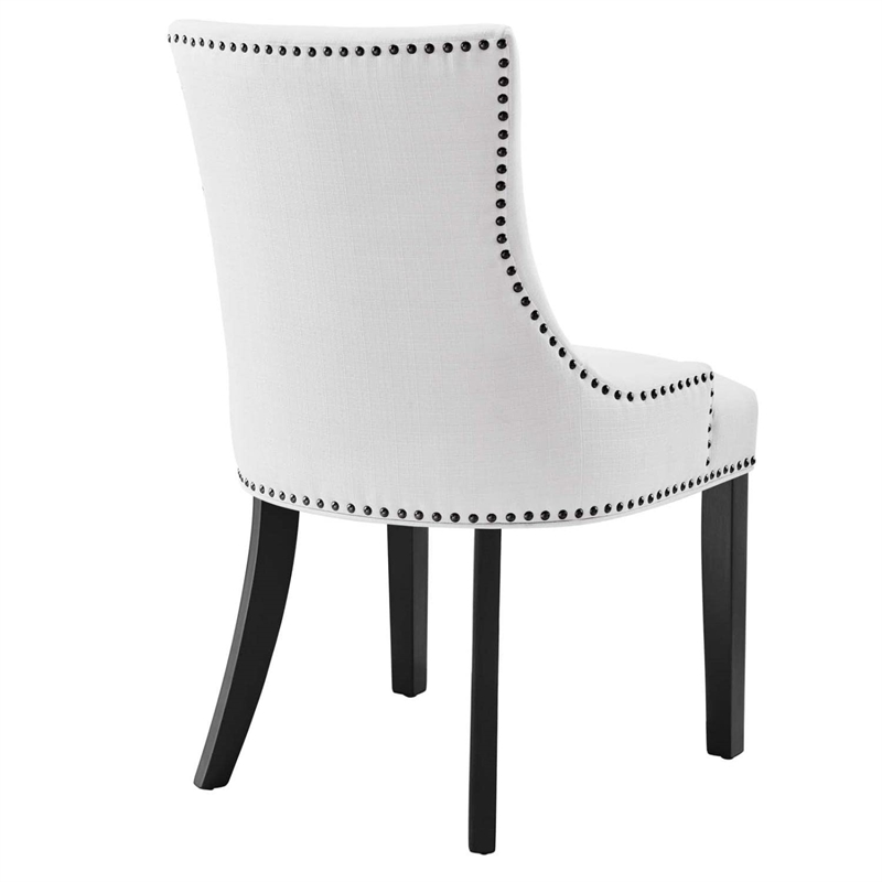 Maklaine Solid Wood and Polyester Fabric Dining Chair in White