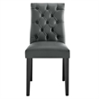 Maklaine Solid Wood and Button Tufted Vegan Leather Dining Chair in Gray
