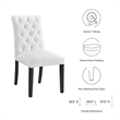 Maklaine Solid Wood and Button Tufted Fabric Dining Chair in White
