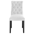 Maklaine Solid Wood and Button Tufted Fabric Dining Chair in White