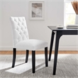 Maklaine Solid Wood and Button Tufted Fabric Dining Chair in White