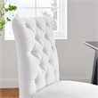 Maklaine Solid Wood and Button Tufted Fabric Dining Chair in White