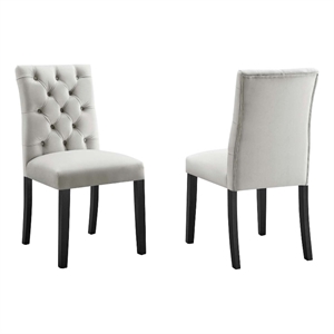 Maklaine 21&quot Modern Velvet Dining Chairs in Light Gray/Black (Set of 2)