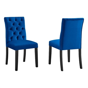 Maklaine 21&quot Modern Velvet Dining Chairs in Navy/Black (Set of 2)