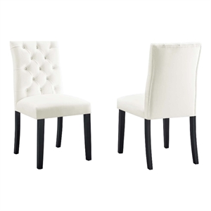 Maklaine 21&quot Modern Velvet Dining Chairs in White/Black (Set of 2)