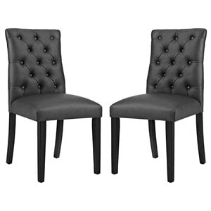 Maklaine Contemporary 21&quot Vinyl Dining Chair in Black (Set of 2)