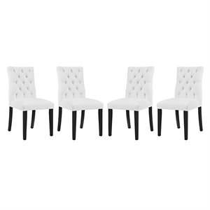 Maklaine 21&quot Vinyl and Solid Rubberwood Dining Chair in White (Set of 4)