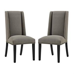 Maklaine 19.5&quot Fabric & Wood Dining Chair in Beige (Set of 2)