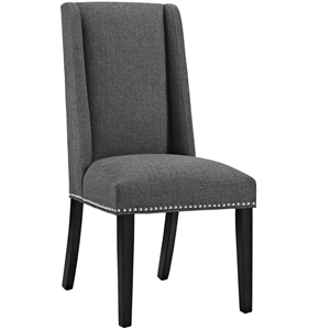 Maklaine 20.5&quot Solid Rubberwood and Polyester Fabric Dining Chair in Gray