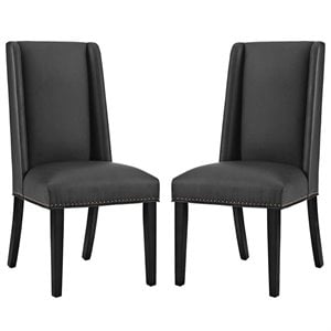 Maklaine 19.5&quot Vinyl Upholstered Dining Side Chair in Black (Set of 2)