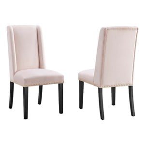Maklaine 19.5&quot Modern Velvet Dining Chairs in Pink/Black (Set of 2)