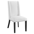 Maklaine Solid Wood and Polyester Fabric Dining Chair in White