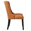 Maklaine Solid Wood and Button Tufted Vegan Leather Dining Chair in Tan