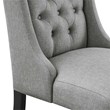 Maklaine Solid Wood and Button Tufted Fabric Dining Chair in Light Gray