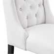 Maklaine Solid Wood and Button Tufted Fabric Dining Chair in White