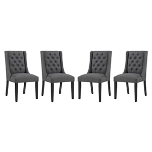 Maklaine 19&quot Fabric Solid Rubberwood Dining Chair in Gray (Set of 4)