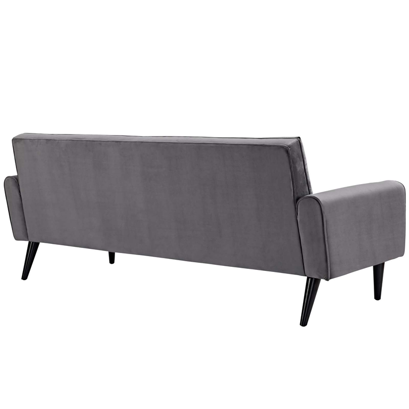 Maklaine Contemporary Performance Velvet Sofa in Gray Finish