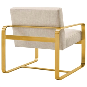 Maklaine Contemporary Dense Foam Padding Upholstered Fabric Armchair in Beige