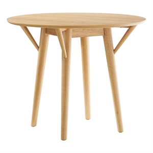 Maklaine 36&quot Round Wood Dining Table with Tapered Legs in Oak