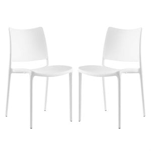 Maklaine Polypropylene Plastic Dining Side Chair in White (Set of 2)