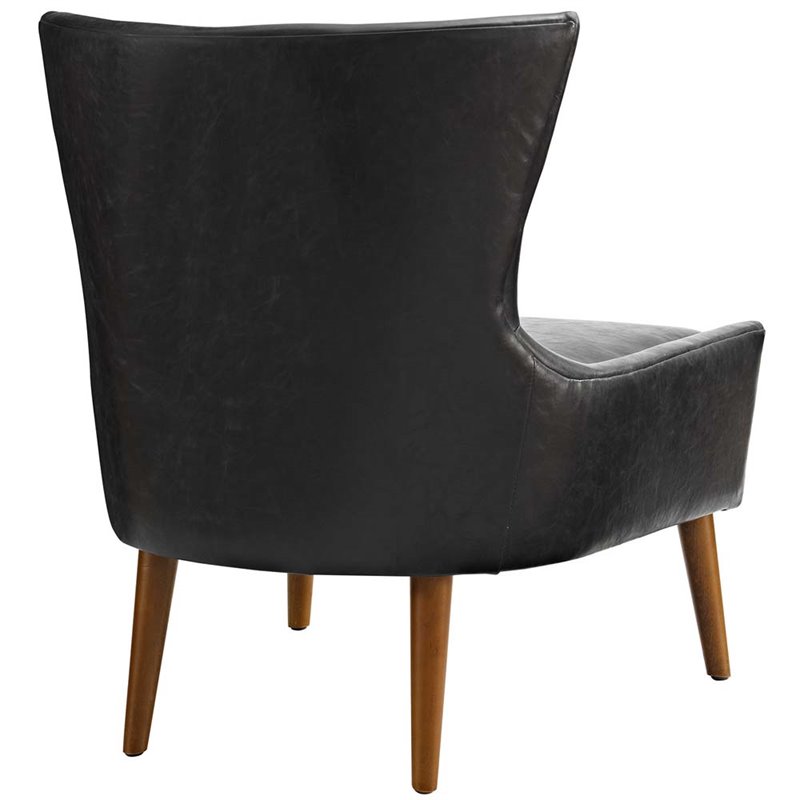 Maklaine Modern / Contemporary Upholstered Vinyl Armchair in Black