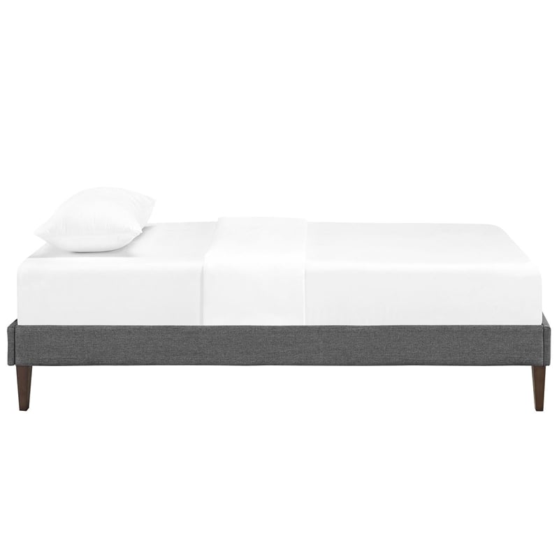 Maklaine Mid-Century Fabric Upholstered Twin Platform Bed in Gray