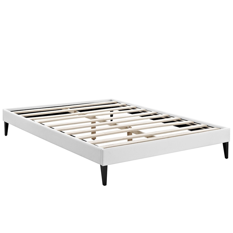 Maklaine Faux Leather Upholstered Full Platform Bed in White