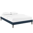 Maklaine Fabric Full Bed Frame with Squared Tapered Legs in Azure