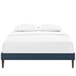 Maklaine Fabric Full Bed Frame with Squared Tapered Legs in Azure
